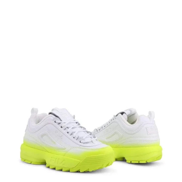 Fila Women's Disruptor II Brights Fade Sneakers, White/Safety Yellow, 9 M