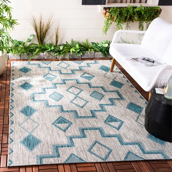 Safavieh 6&-7x22 x 6&-7x22 Round Courtyard CY8533-37121 Aqua, Grey Rug