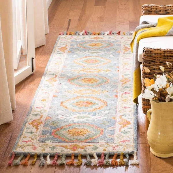 Safavieh Aspen Blue/Ivory 6 ft. x 9 ft. Border Area Rug