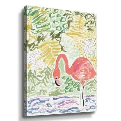 &Fancy The Flamingo& Graphic Art on Canvas Bay Isle Home Format: Wrapped Canvas - Size: 18x22 H x 24x22 W x 2x22 D
