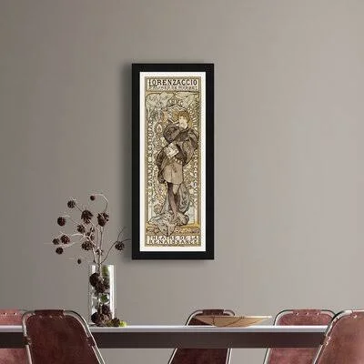 Theatre De La Renaissance by Alphonse Mucha - Picture Frame Graphic Art Print on Paper Fleur De Lis Living Size: 47x22 H x 20x22