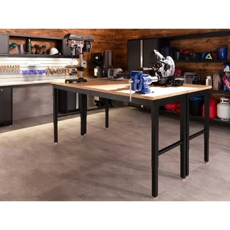 NewAge Products 55216 Pro Series 84x22 Workbench with Bamboo Top, Black