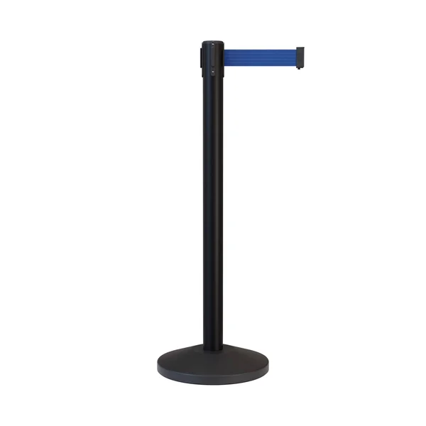 Black Stanchion Post with Retractable Belt, 7.5 ft by Crowd Control Warehouse