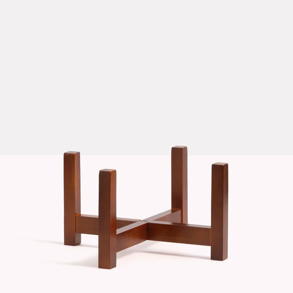 Peach & Pebble - Contour Ceramic Planter + Wood Stand Forest Green, Medium, 12 inch
