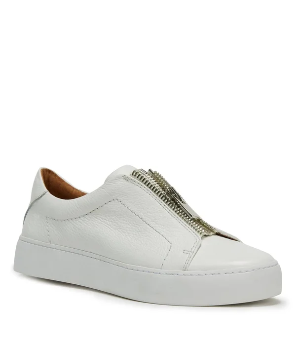 Frye Lena Zip Low Sneakers in White - Women's Size 10
