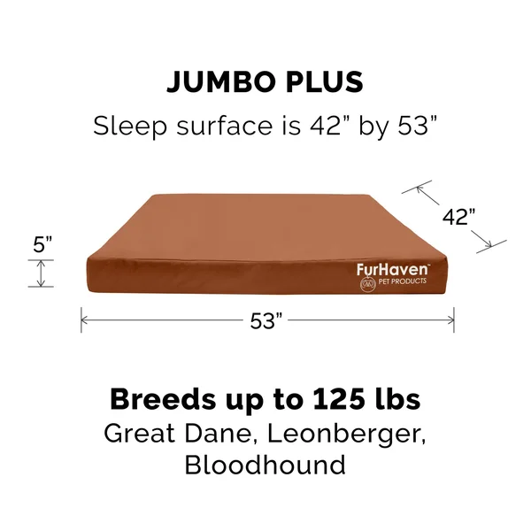 FurHaven Logo Indoor/Outdoor Deluxe Full Support Orthopedic Dog Bed - Jumbo Plus, Chestnut