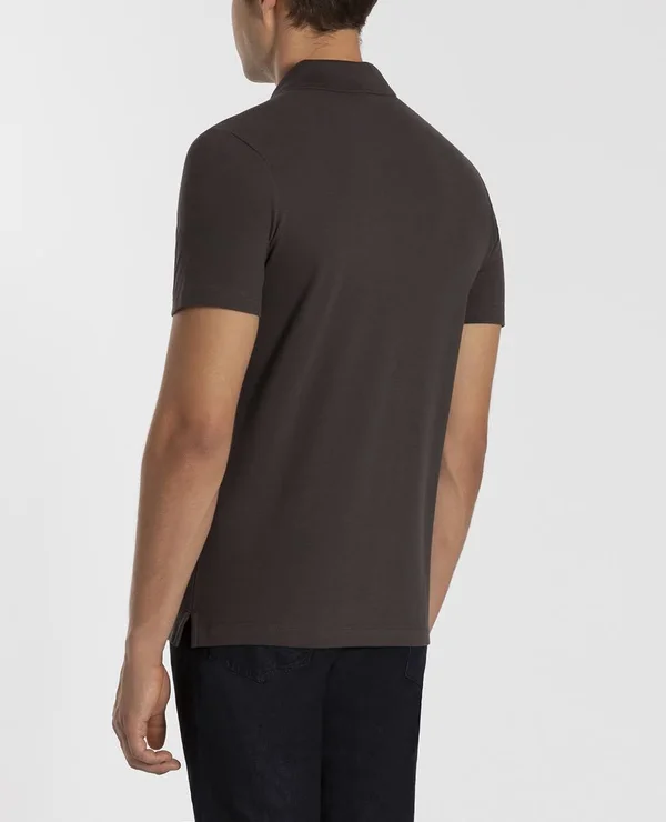 Paul & Shark Organic Cotton Piqué Polo with Iconic Badge - Brown