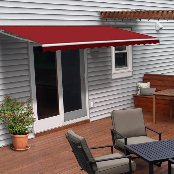Aleko 12&x10& Retractable Patio Awning, Burgundy Color