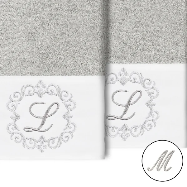 Linum Home Monica 2 Piece Embellished Hand Towel Set - white-L
