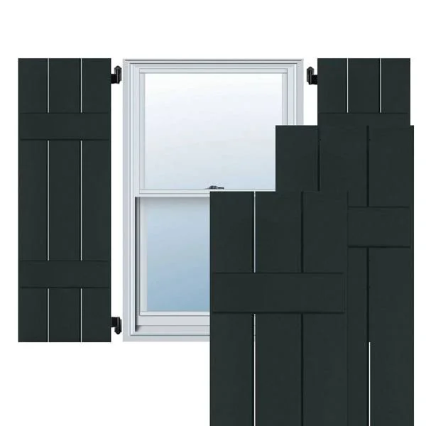 Ekena Millwork 2-Pack 12-in W x 60-in H Black Forest Green Board and Batten Wood Western Red Cedar Exterior Shutters - RWB12X060