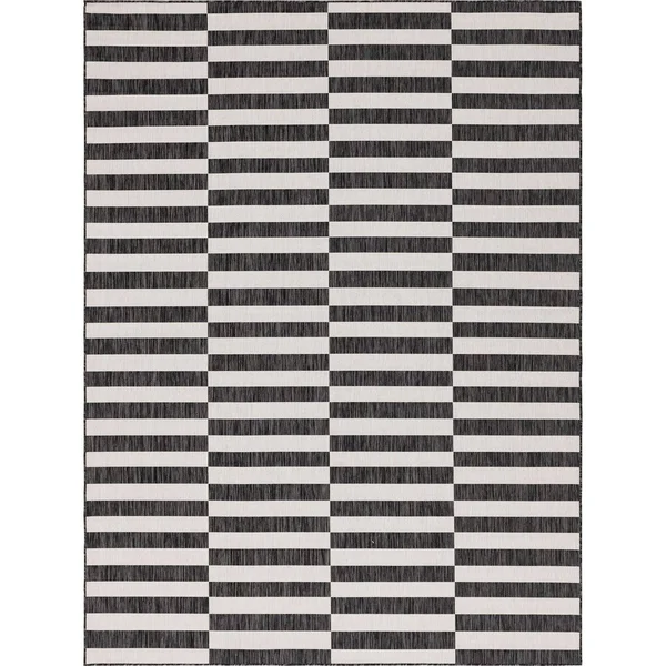 Outdoor Striped Light Aqua 8x11 Area Rug Indoor Outdoor Rug