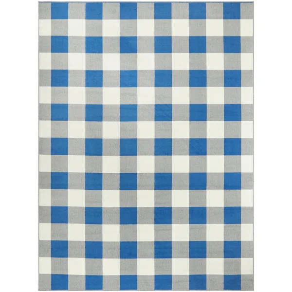 Porch & den Morgen Gingham Indoor/Outdoor Area Rug - 2&7x22 x 7& Runner - Orange