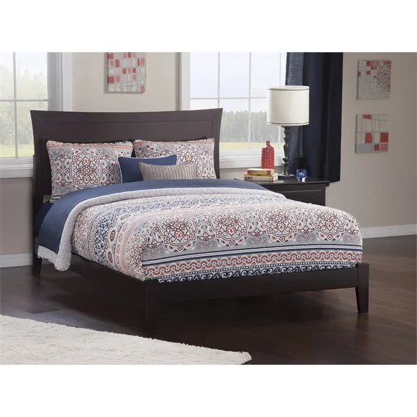 Atlantic Furniture Metro Espresso Bed with Open Foot Rail -Queen