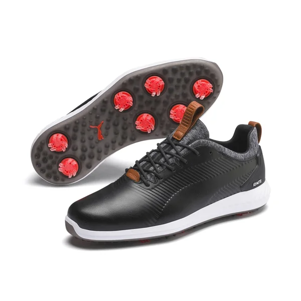 Puma Ignite PWRADAPT Leather 2.0 Black Men's Golf Shoes - Size 7.5