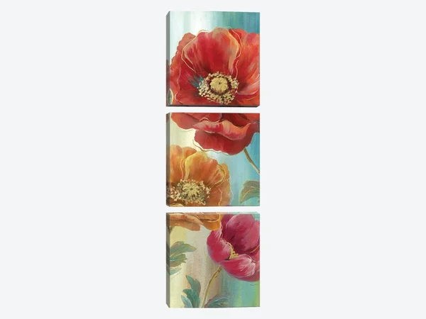 Nan 3-Piece Canvas Print Set - Poppy Panel Red II ( Floral & Botanical > Flowers > Poppies art)