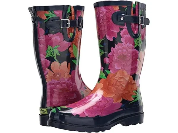 Western Chief Printed Tall Rain Boot Blue Mustang, M, 8