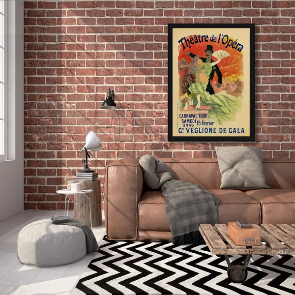 34x22x46x22 Theatre De LOpera 15th FEVRIER by Jules Cheret Framed Wall Art