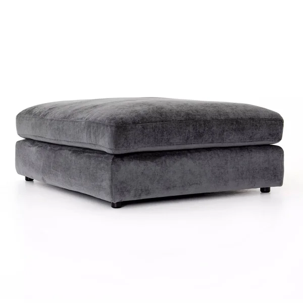 Four Hands Bloor Ottoman - Charcoal Worn Velvet