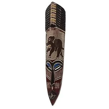 NOVICA Abdul Aziz Mohamadu Elephant Theme Original Handcrafted African Mask Wall Decor