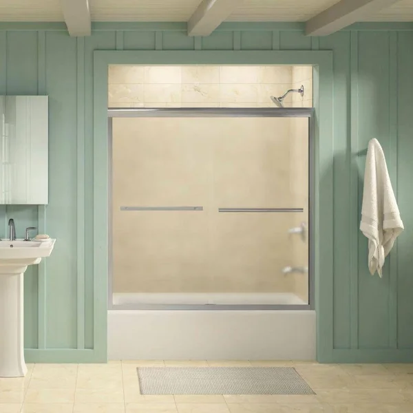 Kohler K-709062-D3-SHP Gradient Bright Polished Silver 58-1/16x22 x 59-5/8x22 Sliding Bath Door with 1/4x22 Frosted Glass
