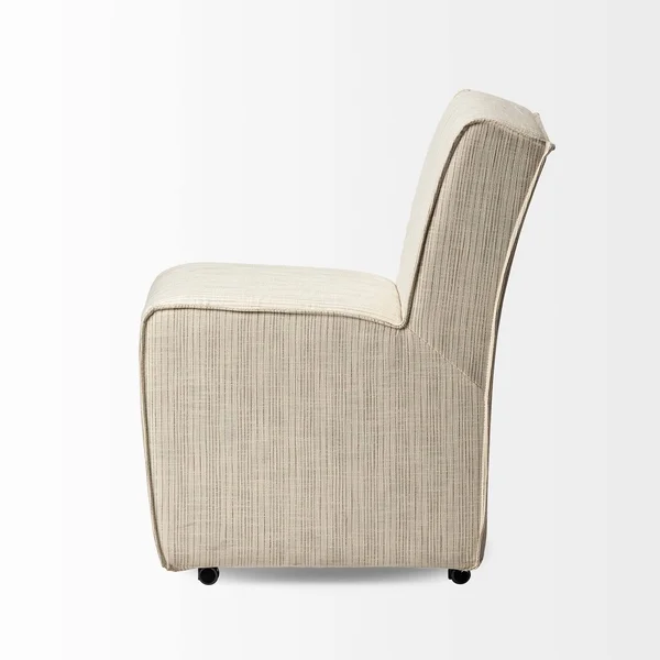 Mercana Damon Cream-Toned Fabric Brown Wooden Base Dining Chair