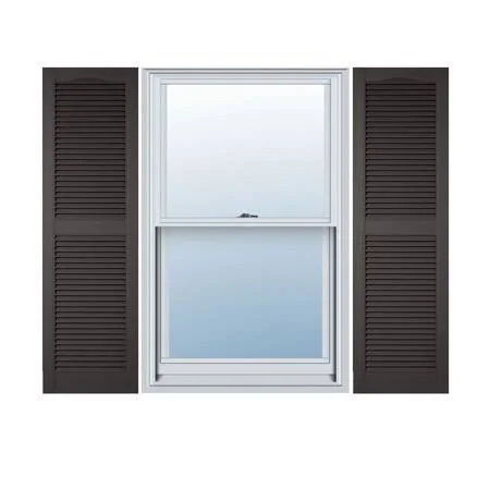 Mid-America LL1S12X05200TG 12x22W x 52x22H Lifetime Vinyl - Standard Cathedral Top Center Mullion, Open Louver Shutters, w/Instal