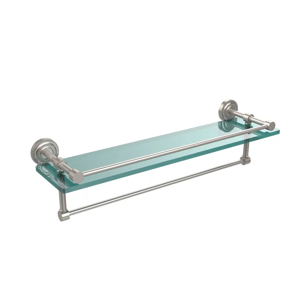 Allied Brass Dottingham 22x22 Gallery Glass Shelf with Towel Bar Polished Chrome