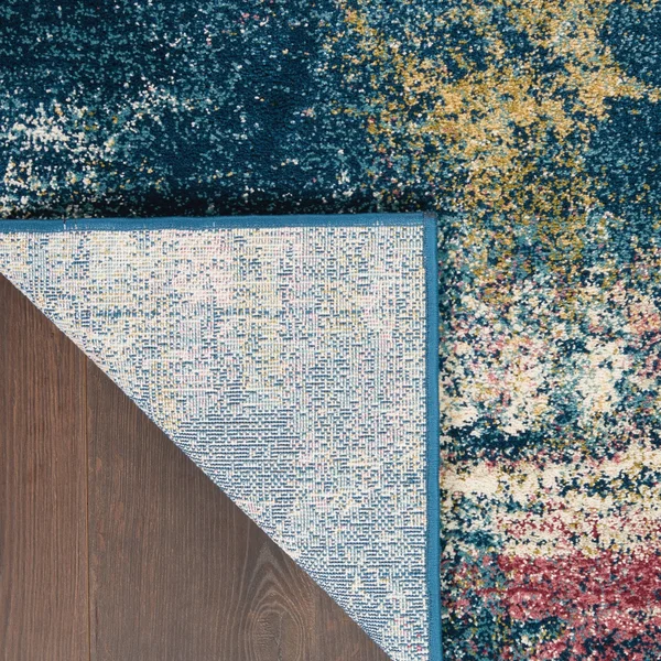 Nourison Fusion Runner RUG: 2&2x22 x 7&6x22 Blue Multi Colored