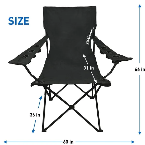 EasyGoProducts Giant Oversized Big Portable Folding Camping Beach Outdoor Chair with 6 Cup Holders! Fold Compact Into Carry Bag