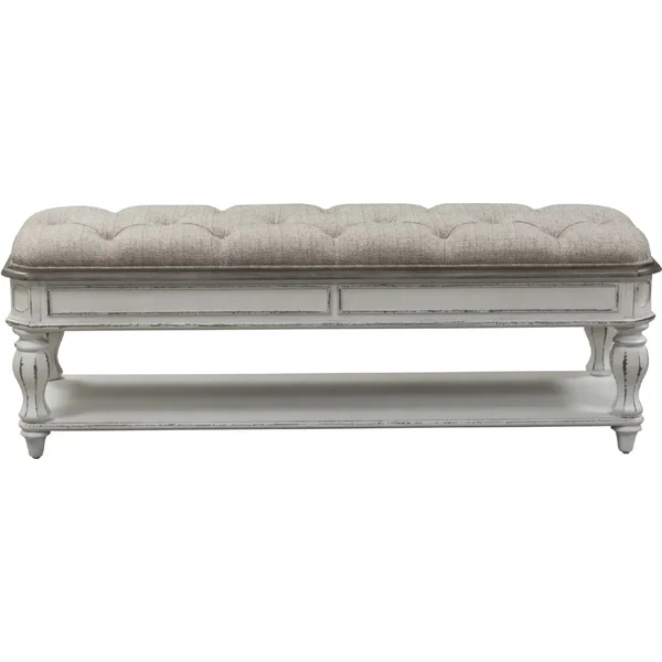 Liberty Magnolia Manor Bench Ivory Chenille, Antique White