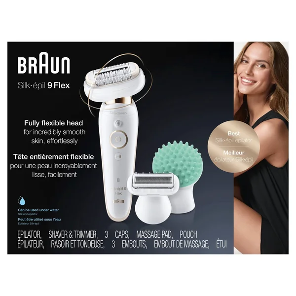 Braun Epilator Silk-閜il 9 9-020 with Flexible Head - Facial Hair Removal for Women, Shaver & Trimmer, Cordless, Rechargeable