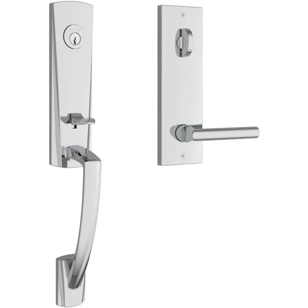 Baldwin EE.MIAxTUB.R.CQE Miami One Piece Single Cylinder Keyed Entry Handleset with Right Handed Interior Tube Lever and Emergen