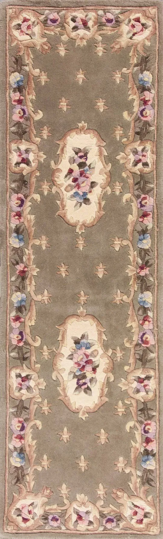 Kas Ruby 8902 Fleur-de-lis Aubusson 5&3x22 x 8&0x22 Sage Area Rug