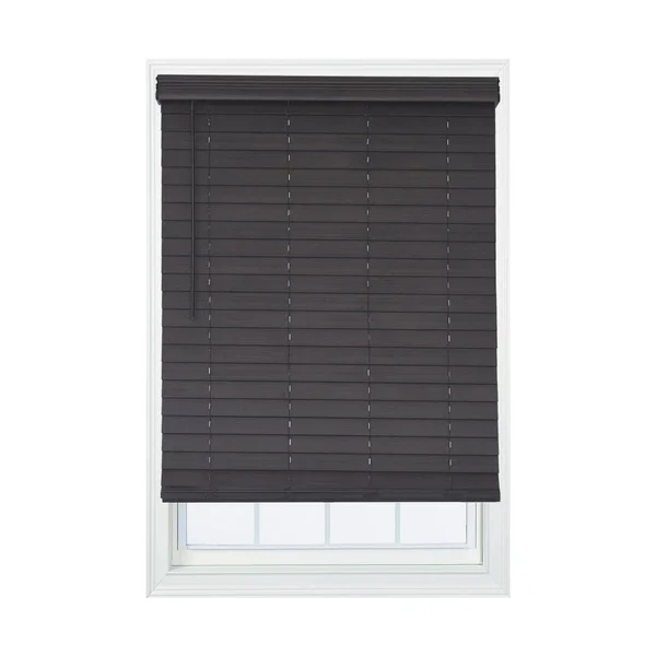 Allen + Roth 2.5-in Slat Width 68.75-in x 72-in Cordless Walnut Faux Wood Room Darkening Horizontal Blinds in Brown, DFHSD7272