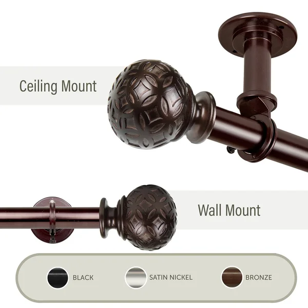 Hermosa Home Delia 1x22 Ceiling Curtain Rod/ Room Divider 66-120 inch - Bronze - 3" x 2.5" x 2.5 in
