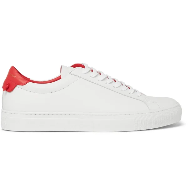 Givenchy, Men Urban Street Leather Tennis Sneakers White/Red 45
