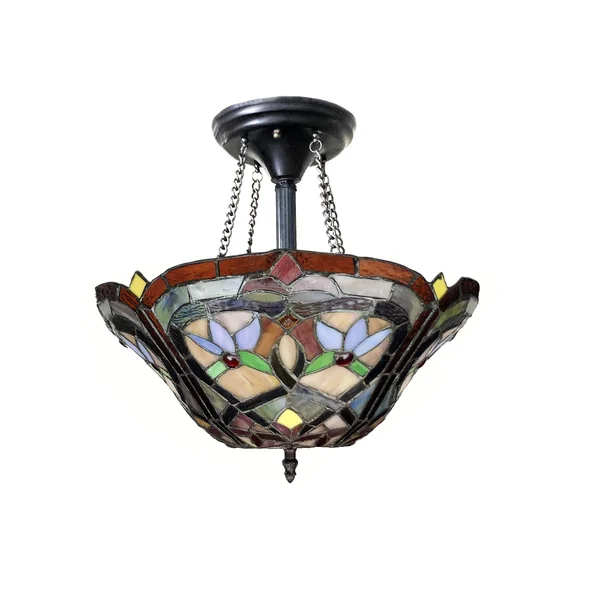 Gracewood Hollow Choi Tiffany-style 2-Light Antique Bronze Semi-Flush Mount 30612233