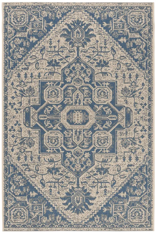 Safavieh Beach House Blue/Cream 9 ft. x 12 ft. Indoor/Outdoor Area Rug