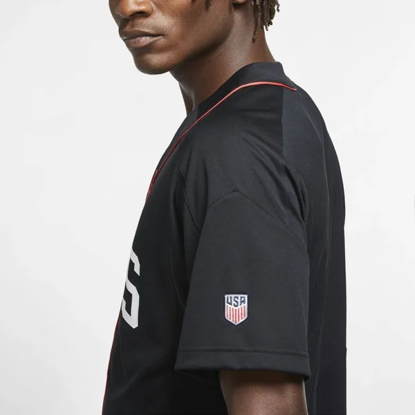 Nike US Soccer Black Baseball Button-Up Jersey Size: Medium