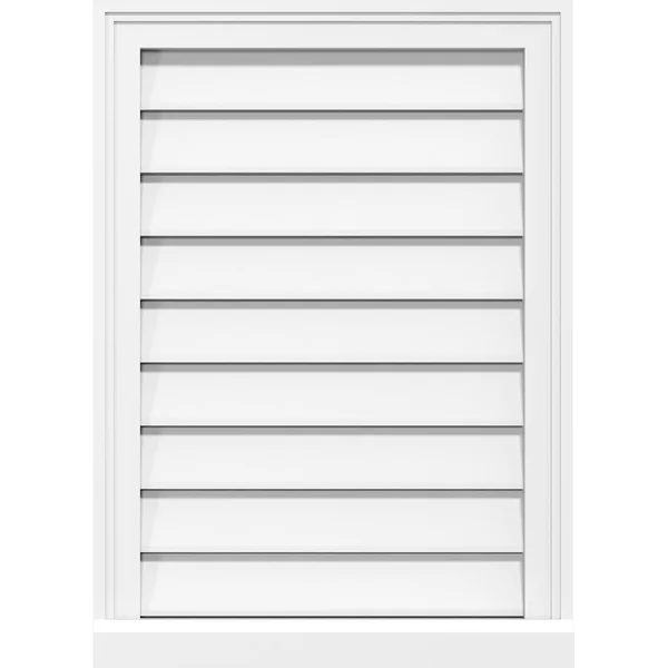 Ekena Millwork GVPVE32X1403SF 32x22W x 14x22H Vertical Surface Mount PVC Gable Vent: Functional - w/ 2x22W x 2x22P Brickmould Sil