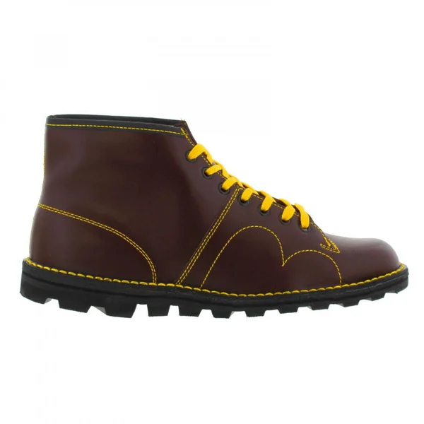 Grafters Mens Original Coated Leather Retro Monkey Boots - Wine, 8 US