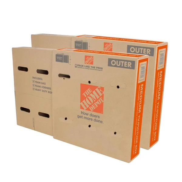 The Home Depot Heavy-Duty Medium and Heavy-Duty Large Adjustable TV and Picture Moving Box Combo Pack