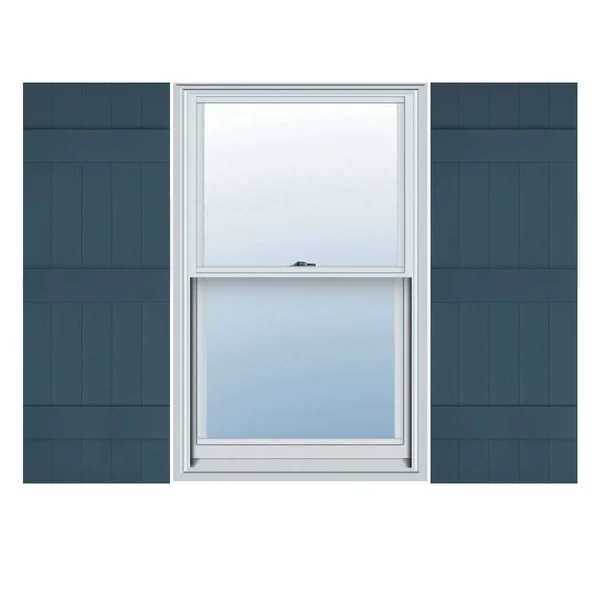 17 1/2 inchw x 58 inchh Lifetime Vinyl - Custom Five Board Joined (3 Batten), Board-n-Batten Shutters, w/Shutter-Loks (Per Pair)