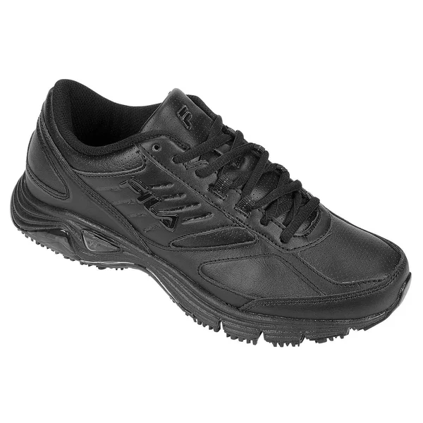 Fila Women's Memory Flux Slip Resistant Sneakers - Black Leather