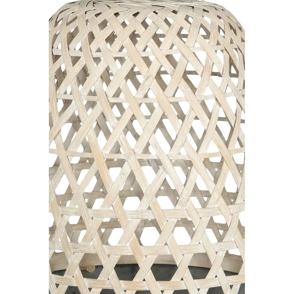 Bamboo Lantern with Hexagonal Lattice Body - Large, Brown and Gray