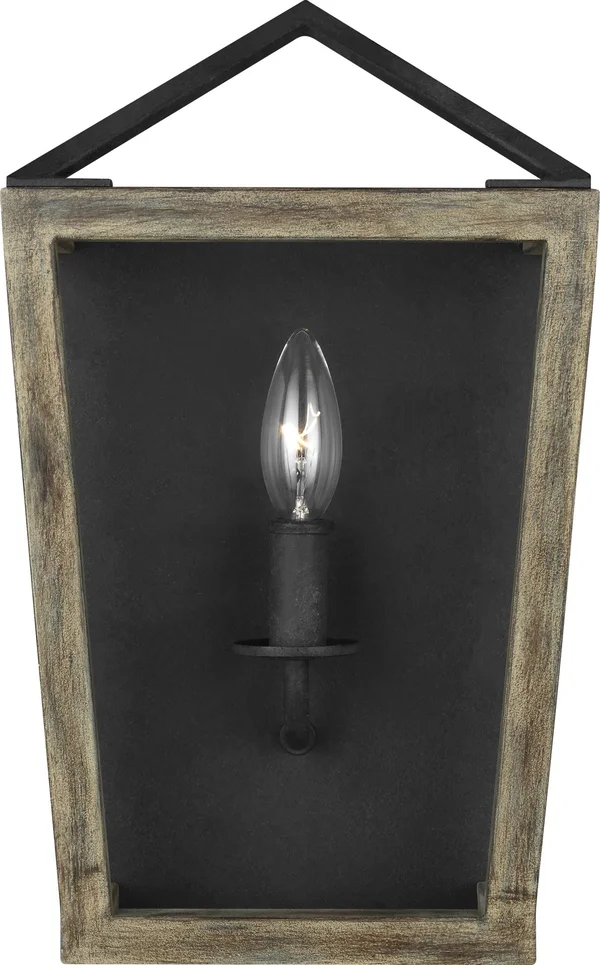 Feiss WB1877WOW-AF Gannet Light Wall Sconce Weathered Oak Wood - Antique Forged Iron