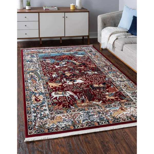 Unique Loom Birmingham Narenj Area Rug - 10& x 10& Round - Burgundy