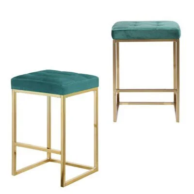 Boon 26x22 Counter Stool Everly Quinn Upholstery: Teal - Pack Size: 2