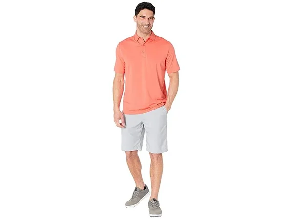 Callaway Men's Cooling Micro Hex Polo Shirt - Dubarry Orange, Size Small, Polyester/Spandex