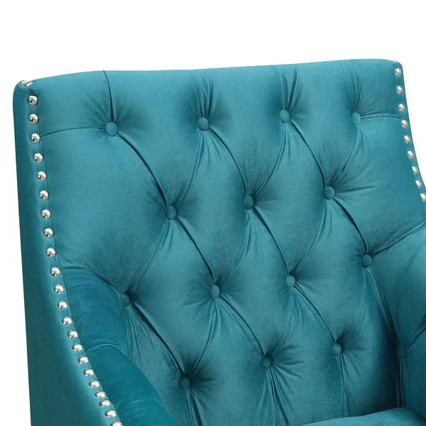 Picket House Furnishings Perry Button Tufted Accent Chair Teal